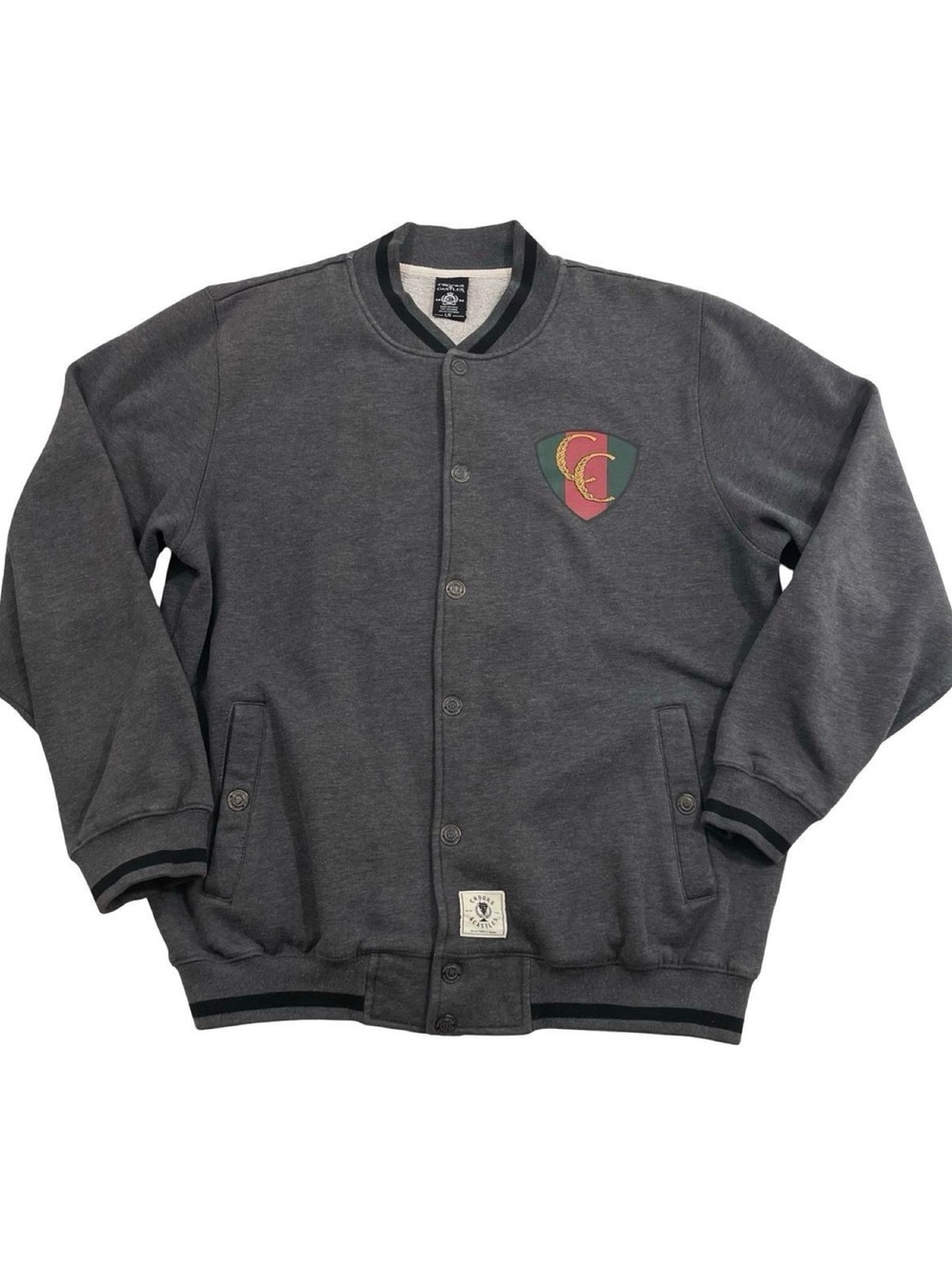 2011 Crooks & Castles Snap Up Varsity Style Fleece Jacket Size L (Retail $150)